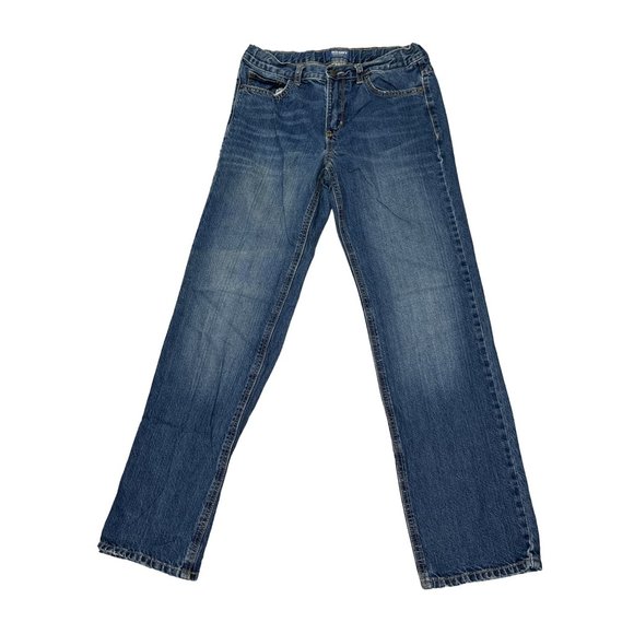 Old Navy Jeans Youth 16 Regular Dark Wash Denim Straight Leg Adjustable Waist - Picture 2 of 7